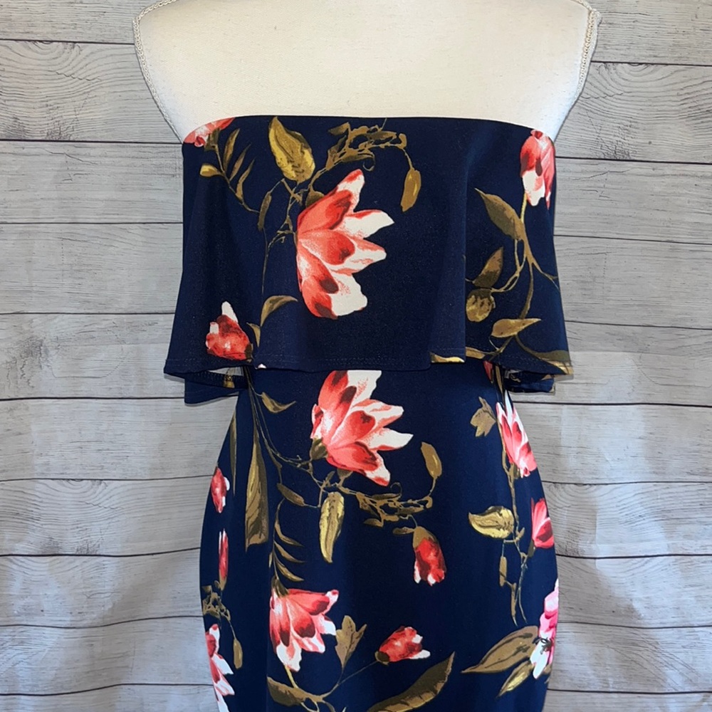 Floral Ruffle Tube Top Dress